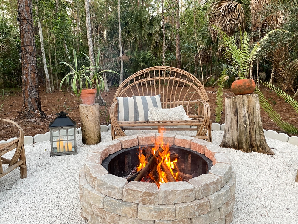 Fall in central Florida in backyard with a firepit